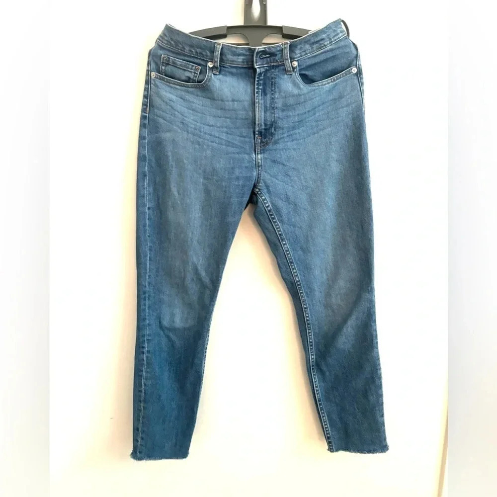 Everlane Jeans Women’s Blue m regular raw hem high rise wash slim leg denim